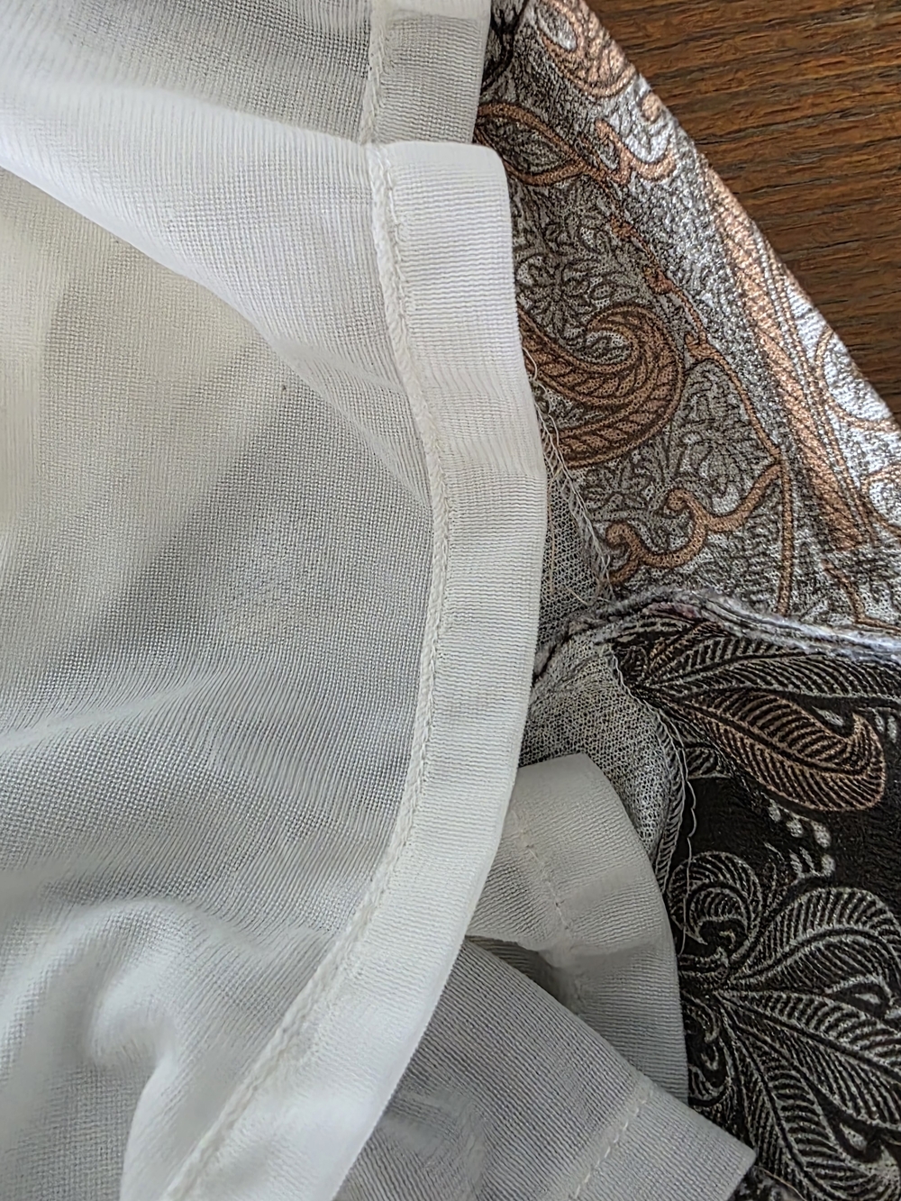 Long-Sleeve Patchwork Paisley Shirt Dress in Taupe and Mauve - Picture 14 of 14